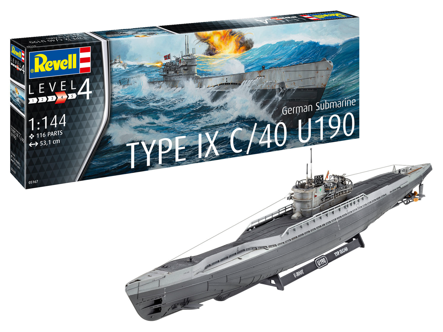 Revell 1/144th scale German U-boat Type IX C/40 (U-190) Submarine