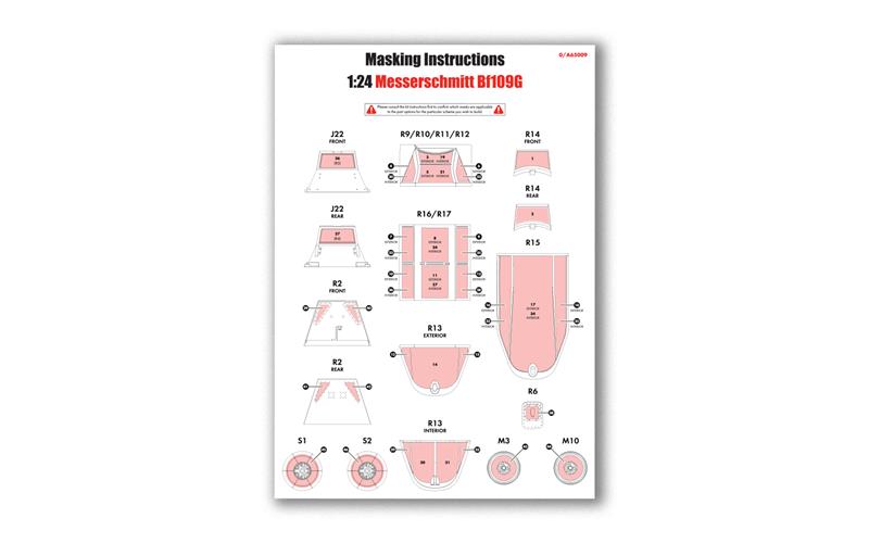 PREORDER: Airfix 1/24th scale Messerschmitt Bf109 G-5/G-6 Masking set