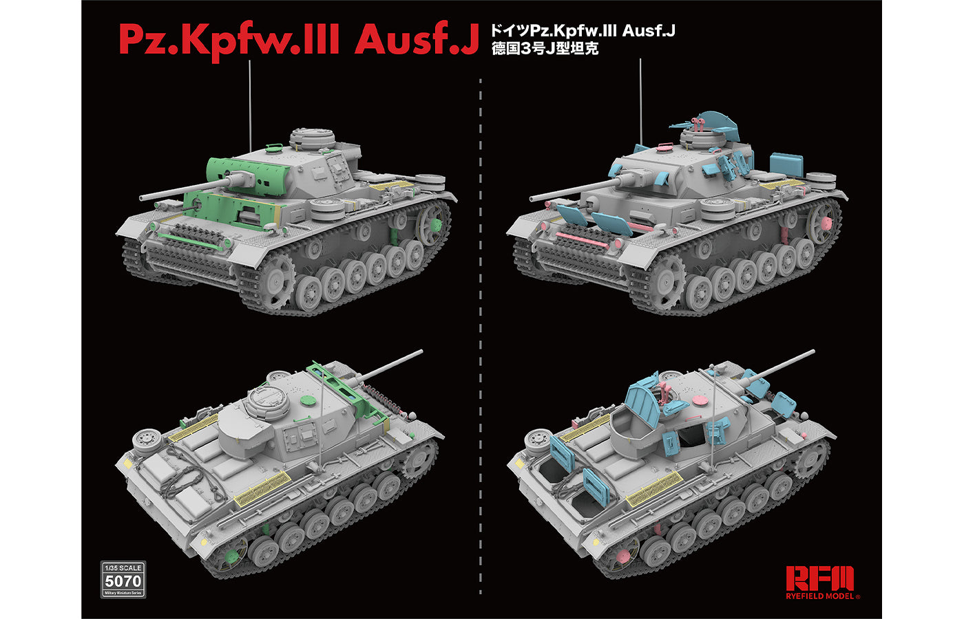 Ryefield Model 1/35th scale Pz.Kpfw.III Ausf.J Workable Tracks