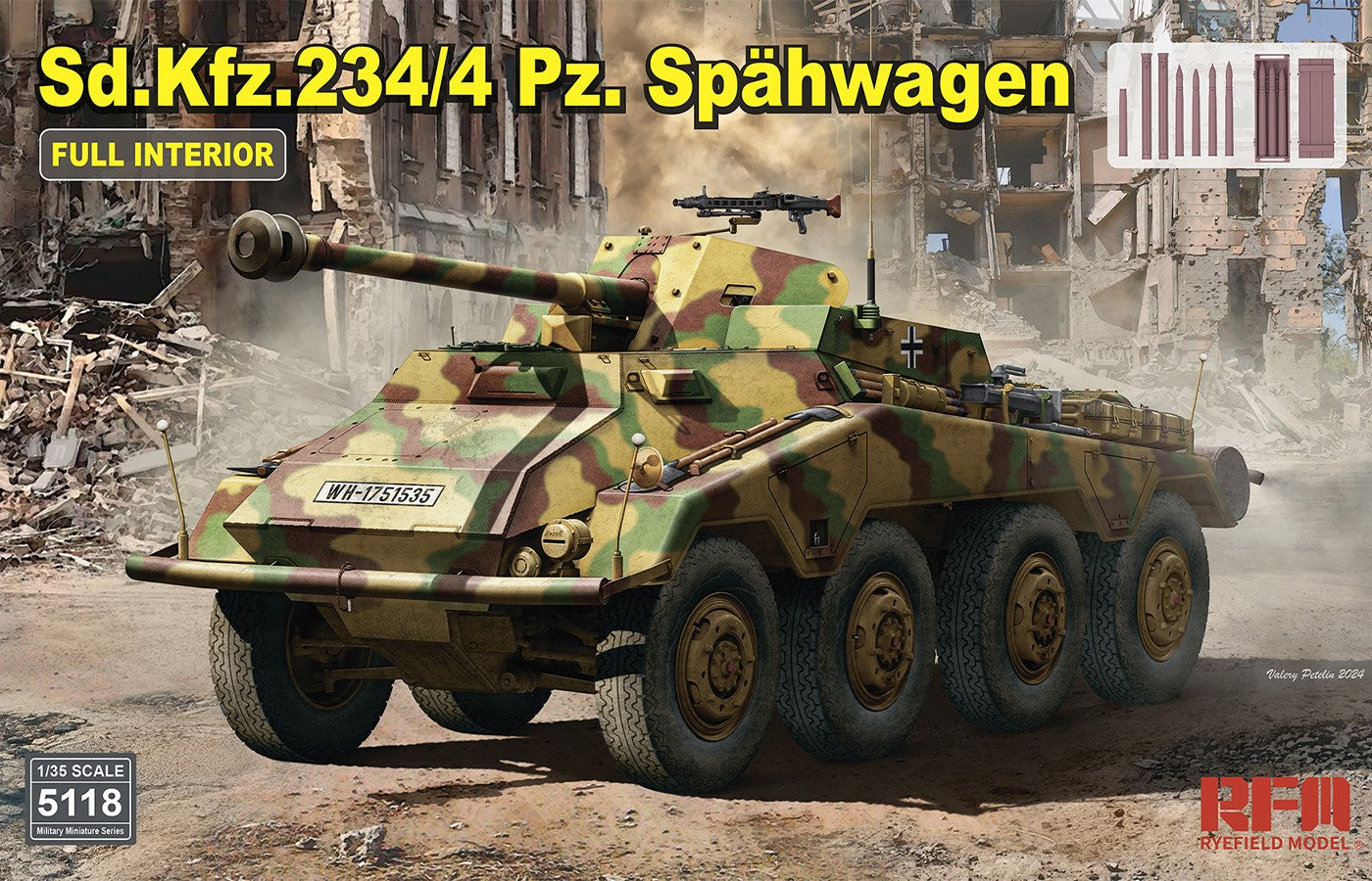 Ryefield Model 1/35th scale Sd.kfz. 234/4 Pz. Spahwagen Interior Kit