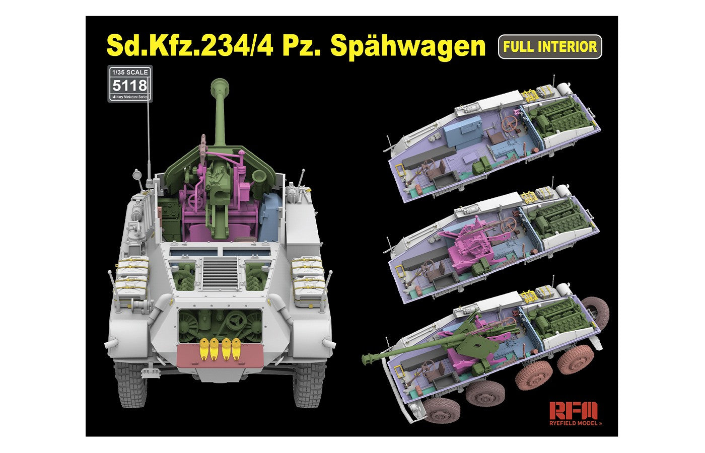 Ryefield Model 1/35th scale Sd.kfz. 234/4 Pz. Spahwagen Interior Kit