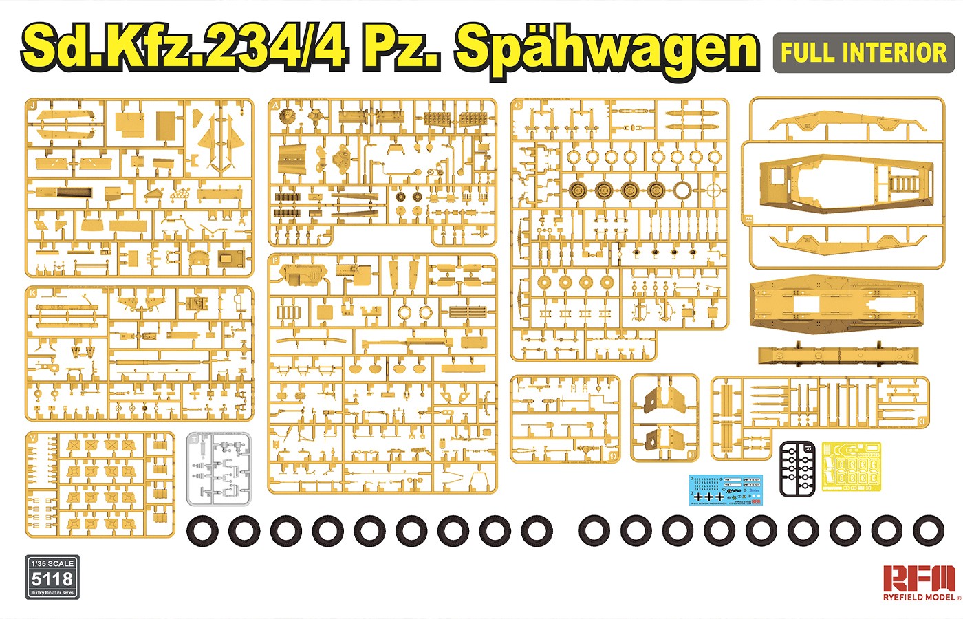 Ryefield Model 1/35th scale Sd.kfz. 234/4 Pz. Spahwagen Interior Kit