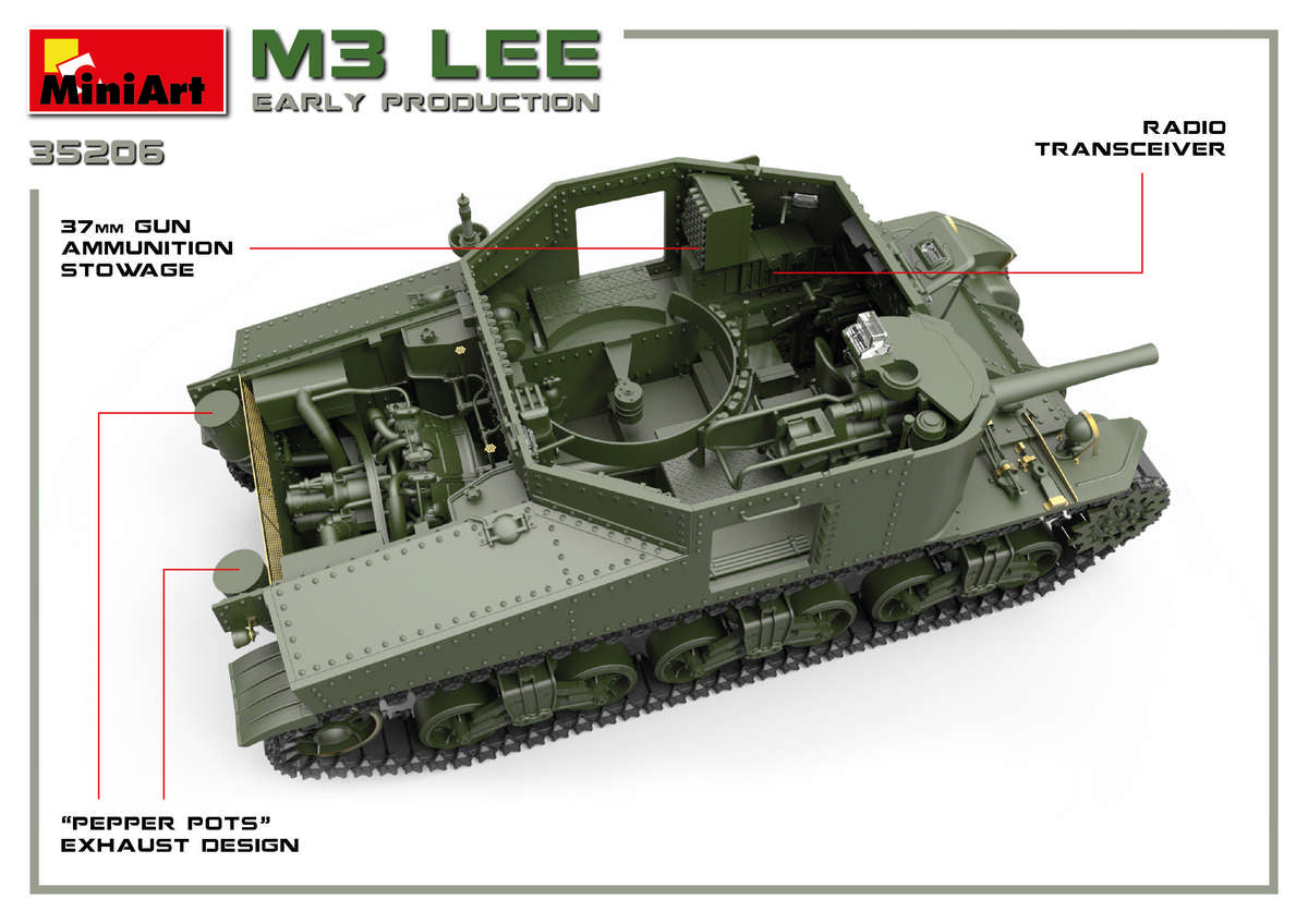 Miniart 1/35th scale M3 Lee Early Prod. - Full interior Kit