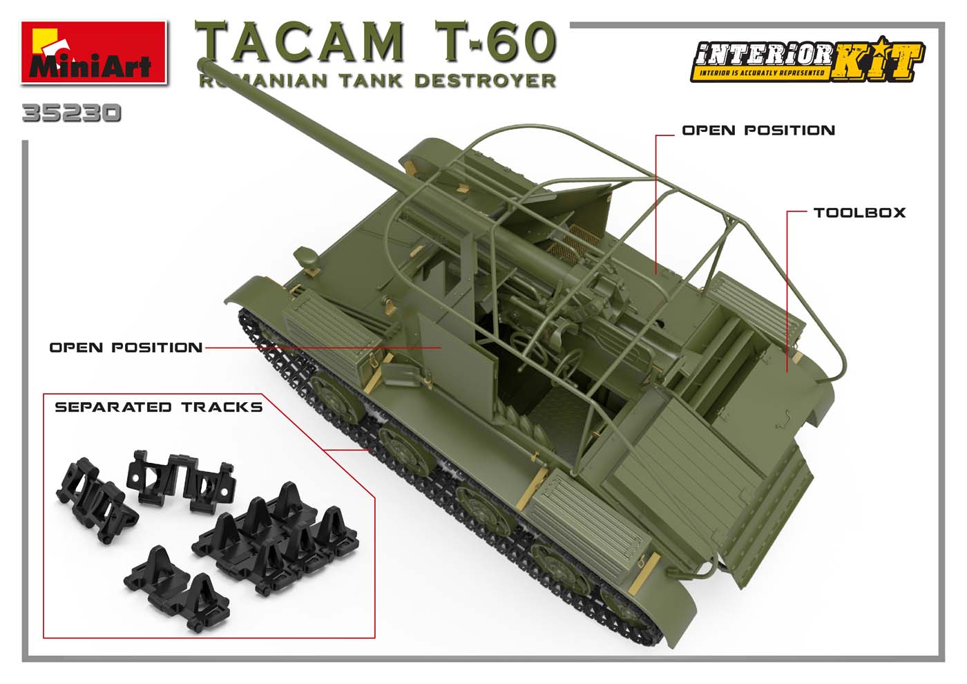 Miniart 1/35th scale TACAM T-60 Romanian Tank Destroyer - Full interior Kit