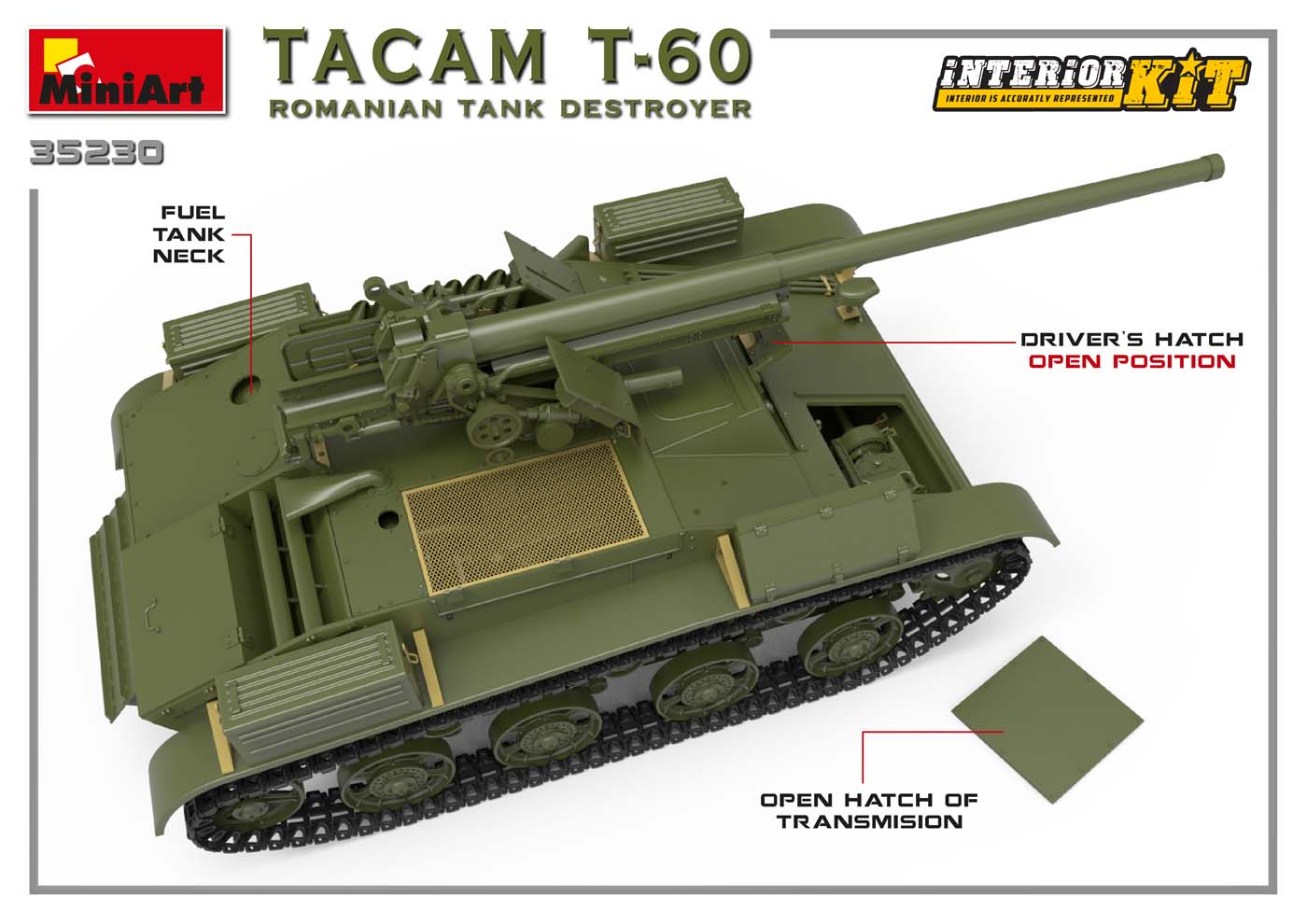 Miniart 1/35th scale TACAM T-60 Romanian Tank Destroyer - Full interior Kit