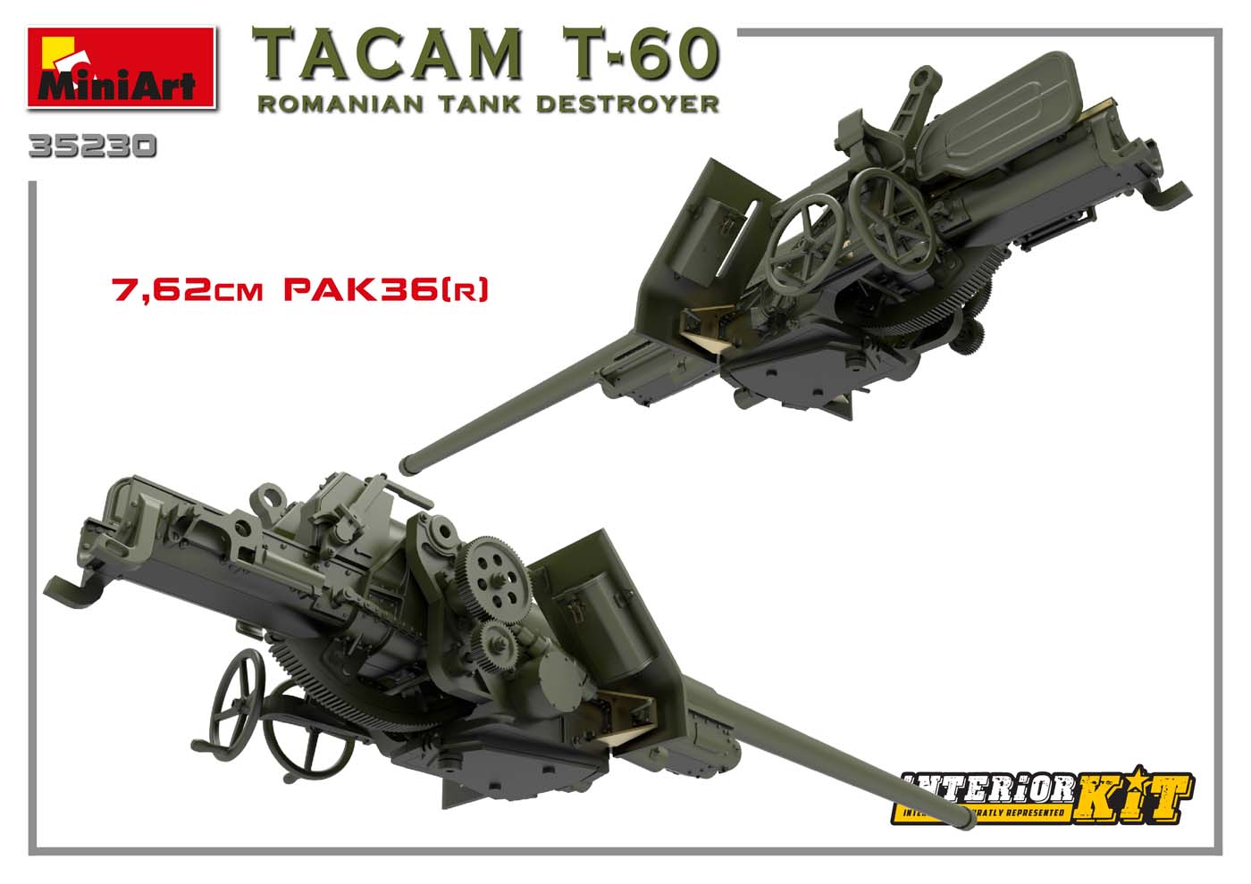 Miniart 1/35th scale TACAM T-60 Romanian Tank Destroyer - Full interior Kit