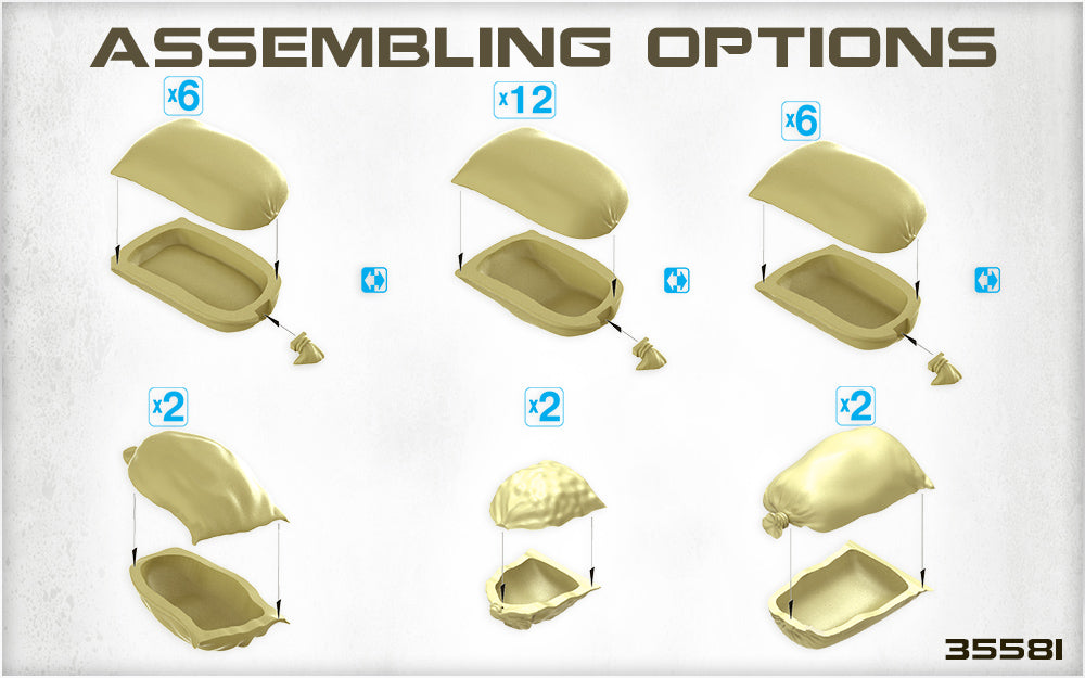 Miniart 1/35th scale Hessian Bags (Sand, Cement, Vegetables, Flour, Seeds etc)