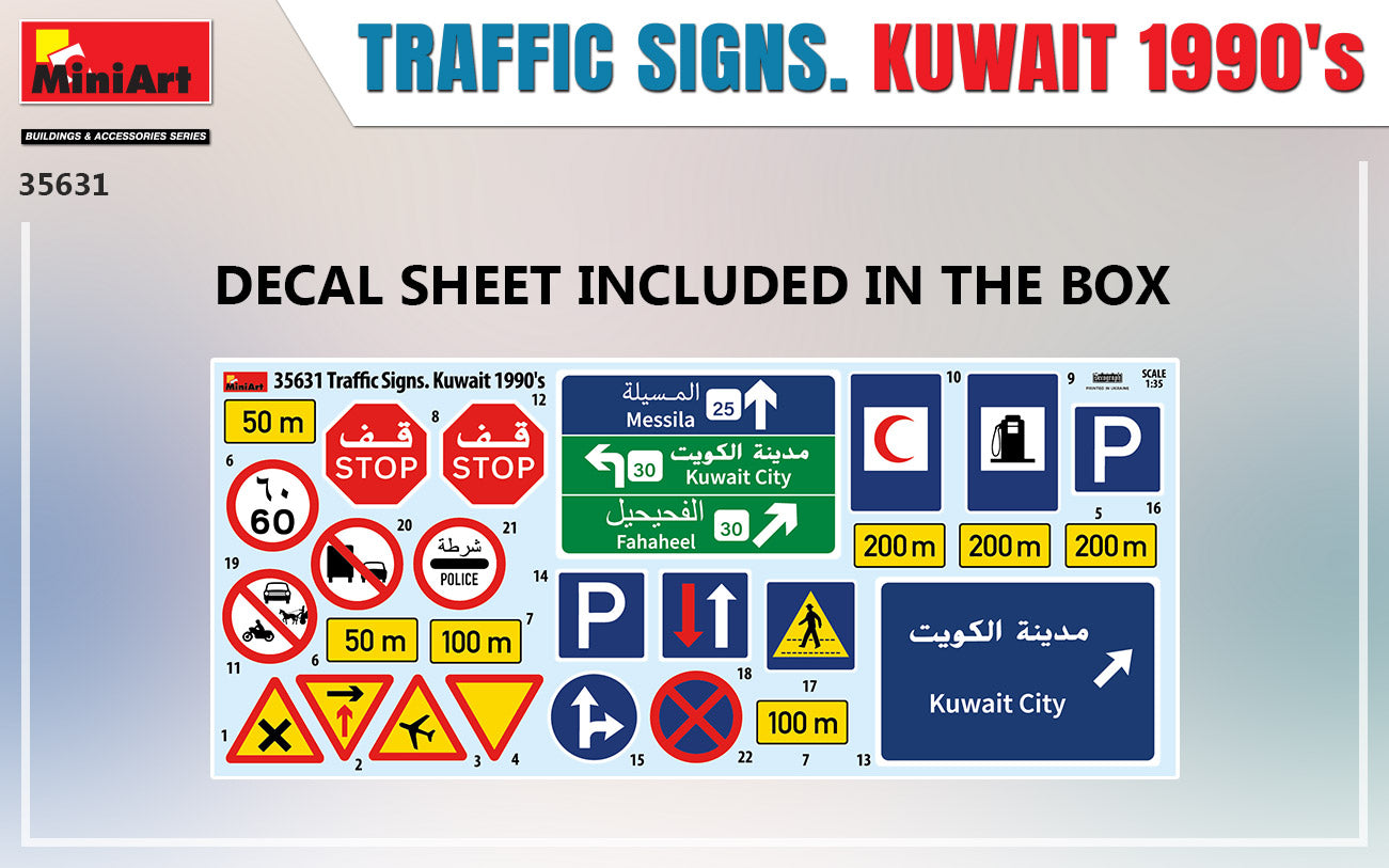 Miniart 1/35th scale Traffic Signs Kuwait 1990s
