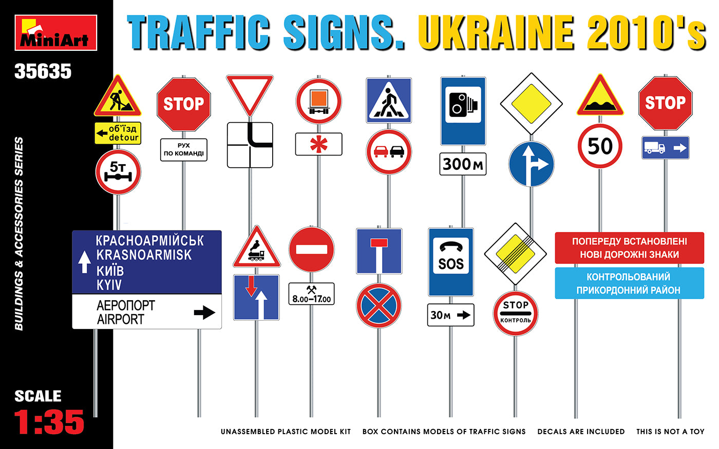 Miniart 1/35th scale Traffic Signs Ukraine 2010s