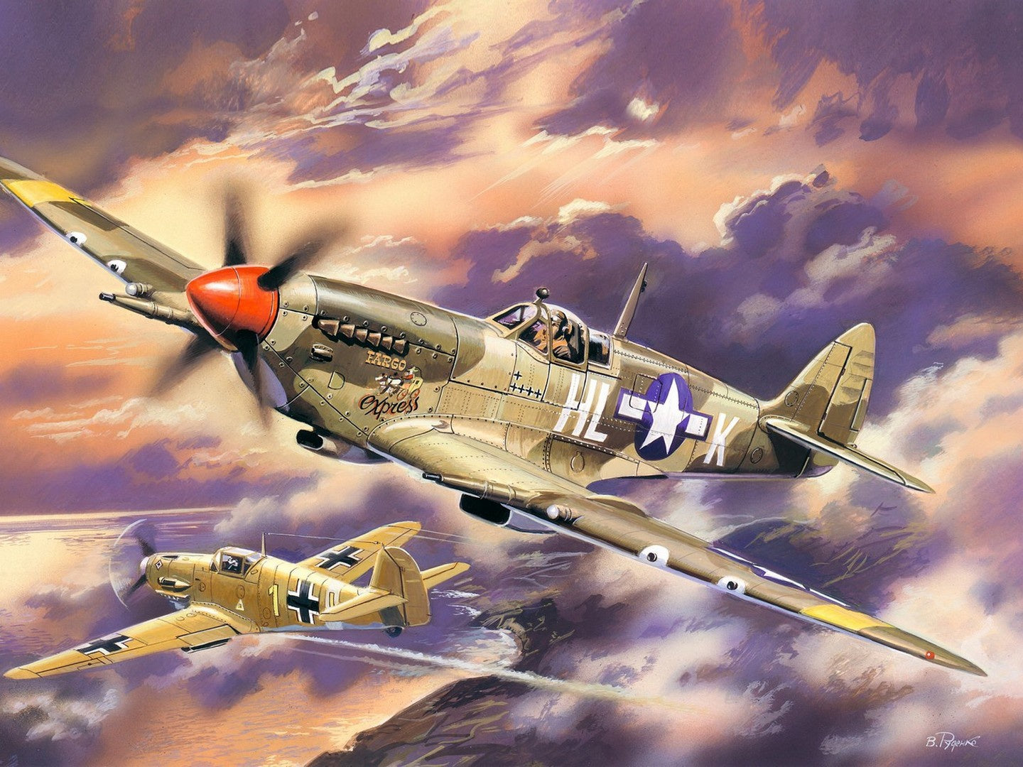 ICM 1/48th scale Spitfire Mk.VIII, WWII USAAF Fighter Plane