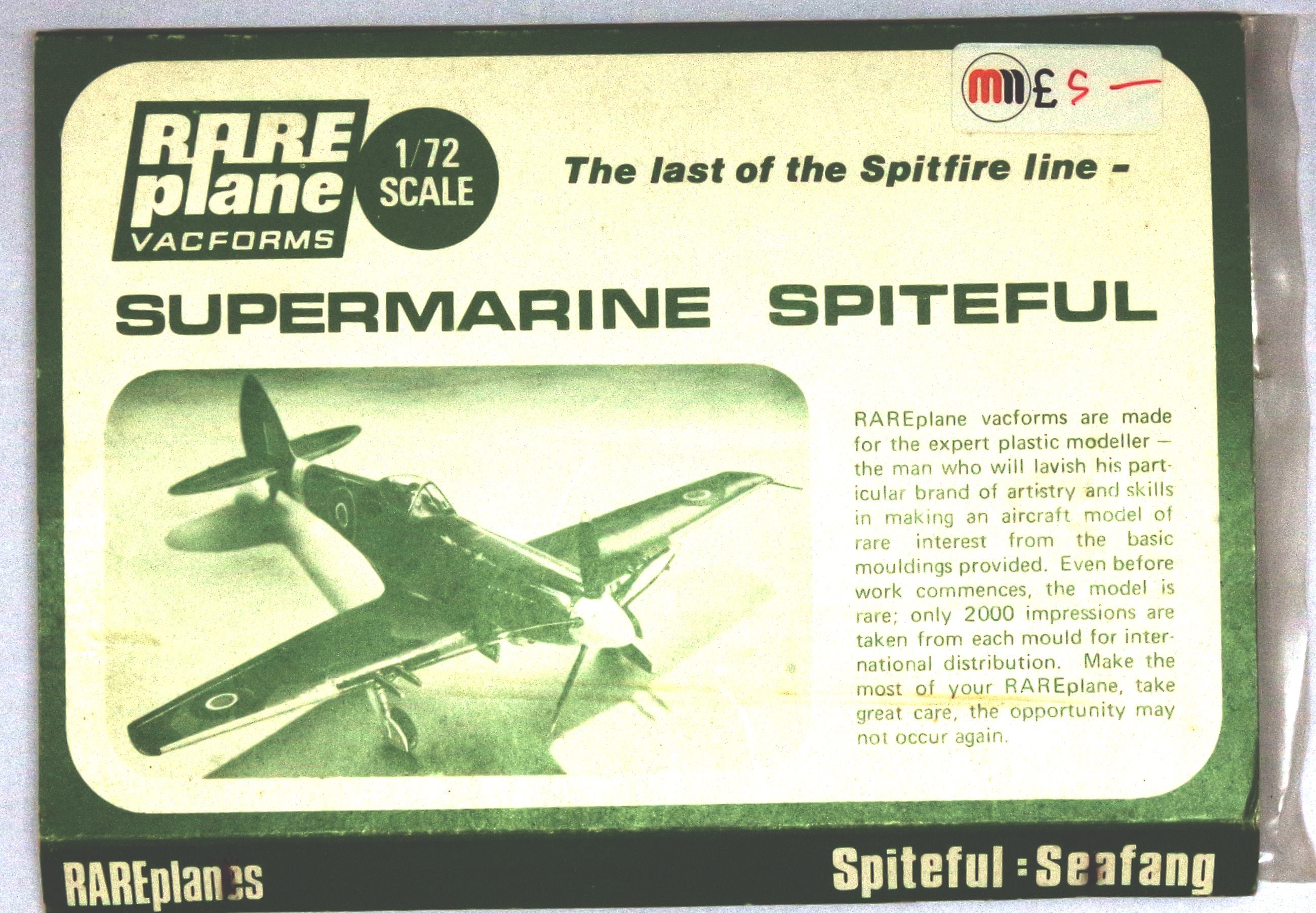 Second Hand Rareplane 1/72nd scale Supermarine Spiteful Mann's Model