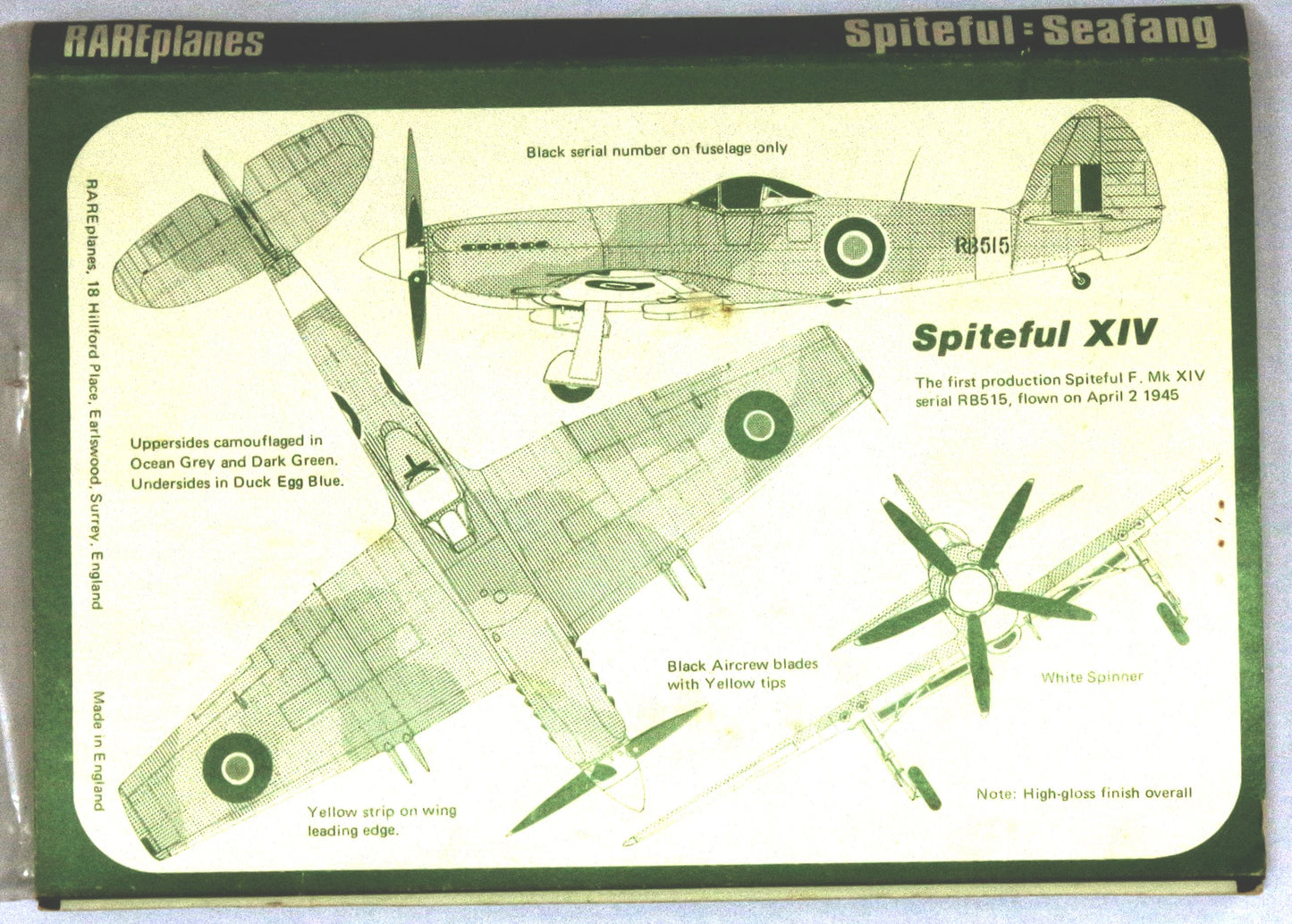 Second Hand: Rareplane 1/72nd scale Supermarine Spiteful