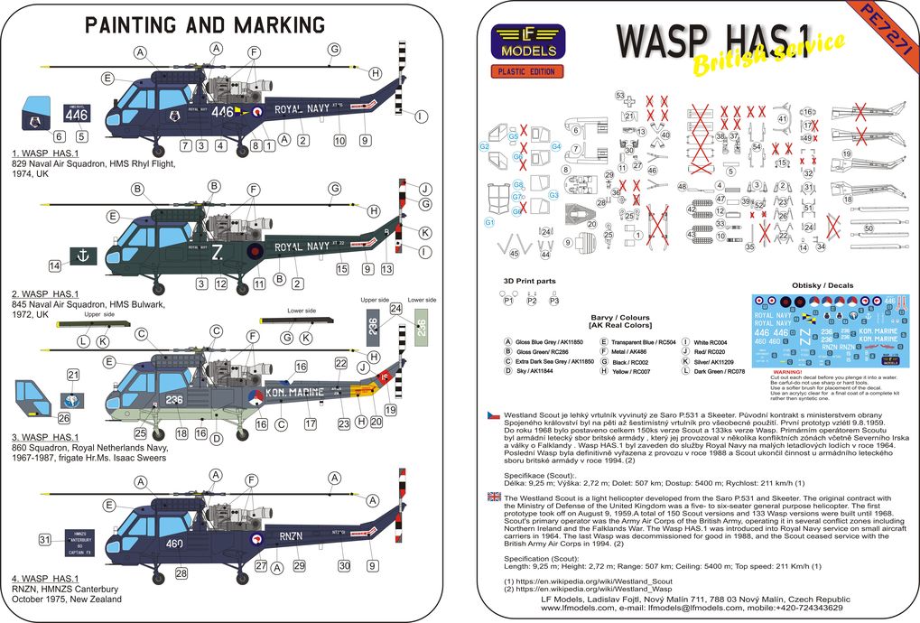 LF Models 1/72nd Wasp HAS.1 International service Markings