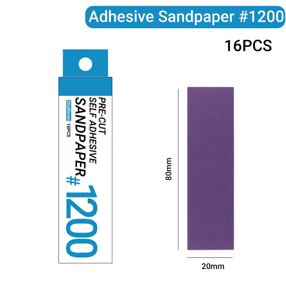 Pre-cut Self Adhesive Sandpaper 20x80mm 16pcs pack - 1200 Grit
