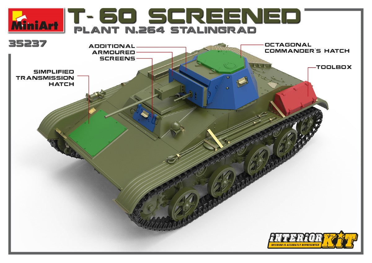 Miniart 1/35th scale T-60 Screened Plant 264 Stalingrad - Full interior Kit