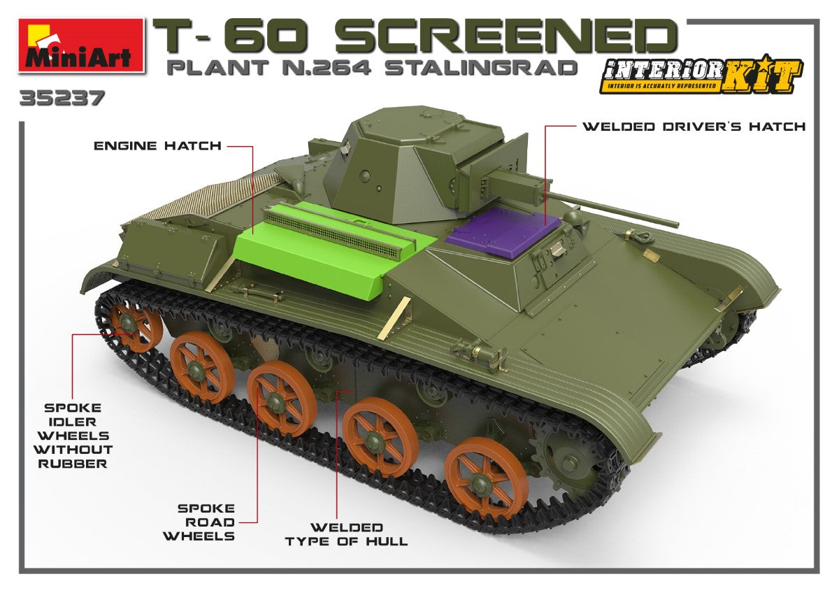 Miniart 1/35th scale T-60 Screened Plant 264 Stalingrad - Full interior Kit