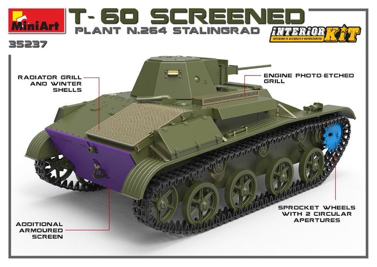Miniart 1/35th scale T-60 Screened Plant 264 Stalingrad - Full interior Kit