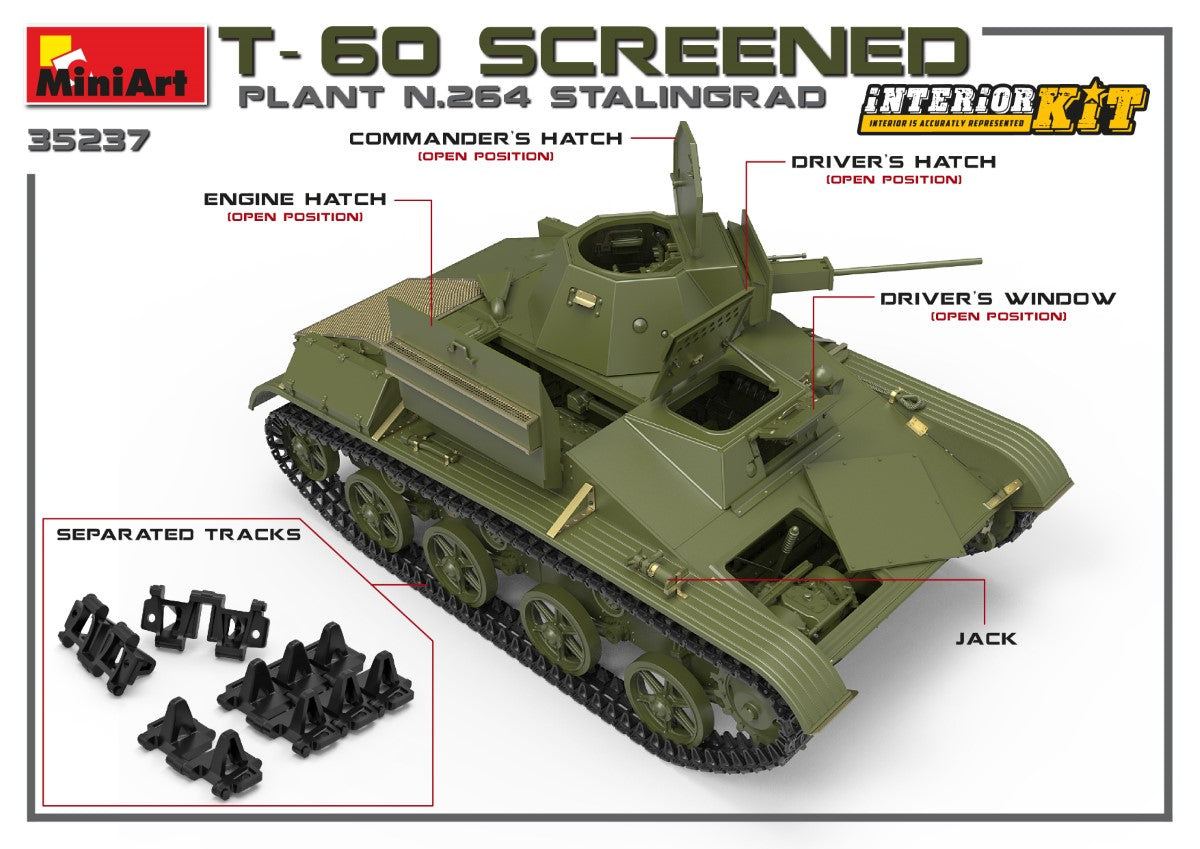 Miniart 1/35th scale T-60 Screened Plant 264 Stalingrad - Full interior Kit