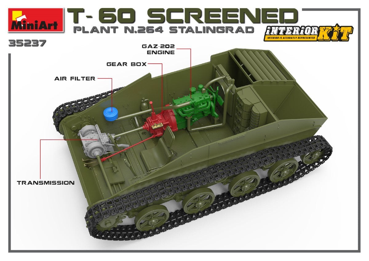 Miniart 1/35th scale T-60 Screened Plant 264 Stalingrad - Full interior Kit