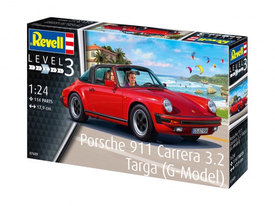 Revell 07689 Porsche 911 Carrera 3.2 Targa (G-Model) Schaal 1:24 Ongebouwd/Ongespoten Plastic Model Kit Revell 07689 Porsche 911 Carrera 3.2 Targa (G-Model) Schaal 1:24 Ongebouwd/Ongespoten Plastic Model Kit