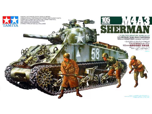 Tamiya 1/35th scale - U.S. M4A3 Sherman with 105 Howitzer