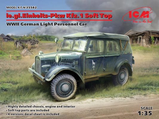 ICM 1/35 scale le.gl.Pkw Kfz.1 Soft Top German Light Personnel Car