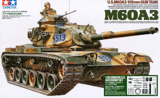 Tamiya 1/35th scale - U.S. M60A3 105mm gun tank + Modern U.S. Accessory Set