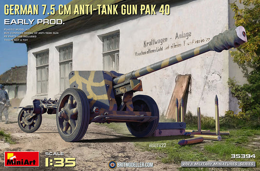 Miniart 1/35th scale German 7.5cm Anti-tank gun Pak 40