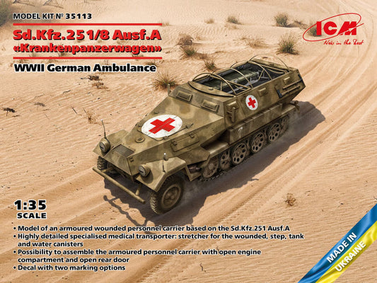 ICM 1/35 scale Krankenpanzerwagen  Sd.Kfz.251/8 Ausf.A German Ambulance