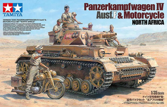 Tamiya 1/35th scale - Panzer kampfwagen IV Ausf.F & Motorcycle North Africa
