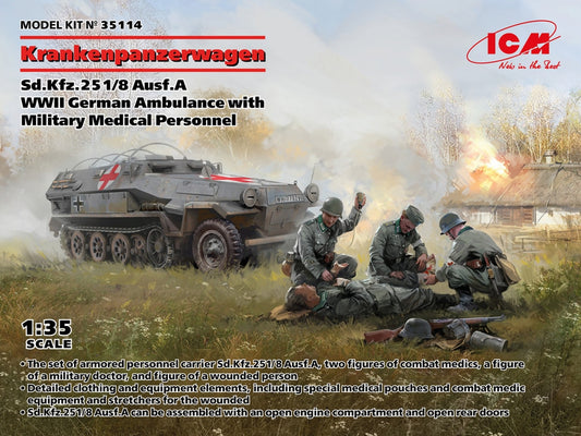 ICM 1/35 scale Krankenpanzerwagen  Sd.Kfz.251/8 Ausf.A with Military Medical Personnel