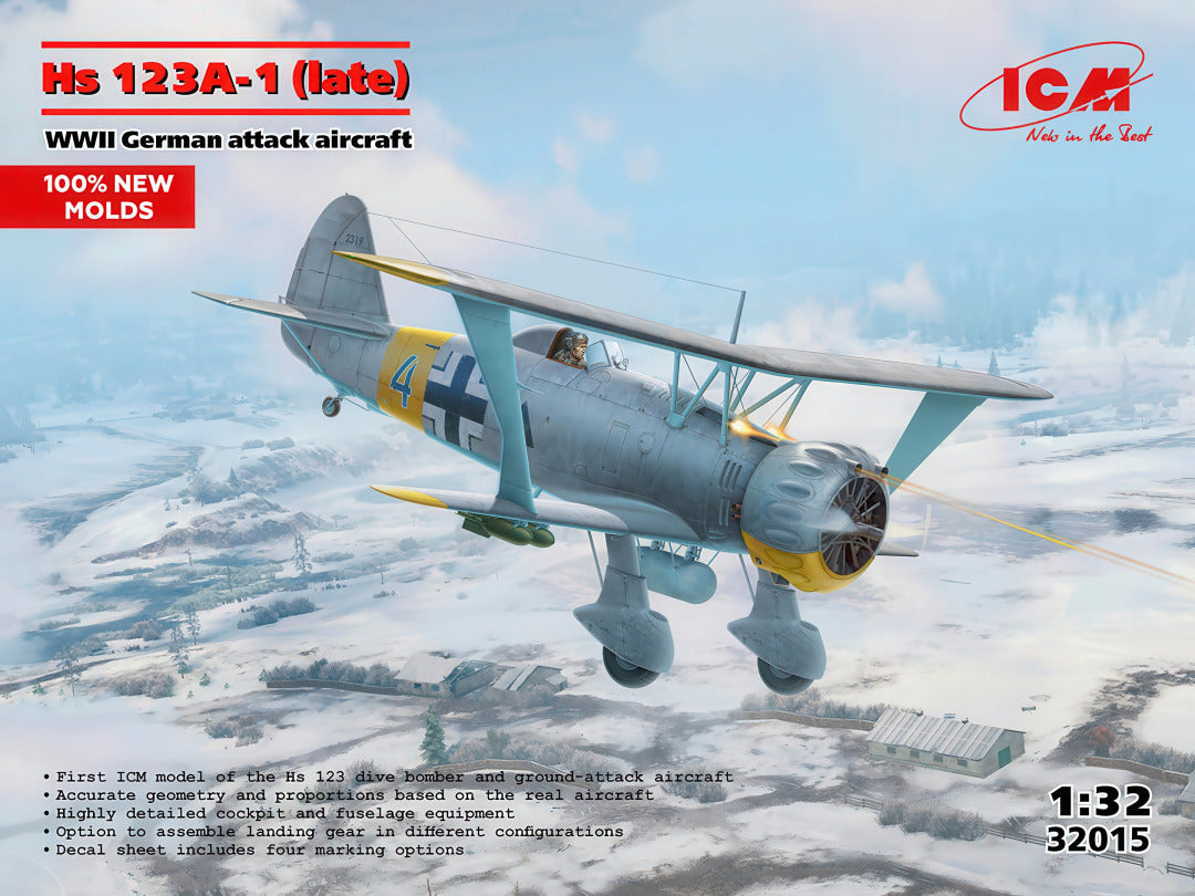 ICM 1/32nd scale Hs 123A-1 (late) WWII German Attack Aircraft