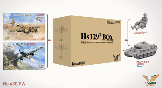 Takom 1/48th scale Hs1292 Boxed Set - Hs 129 B2 + Hs 129 B3 + Panther A + Pilots