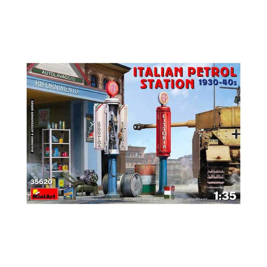 Miniart 1/35th scale Italian Petrol Station 1930-1940s