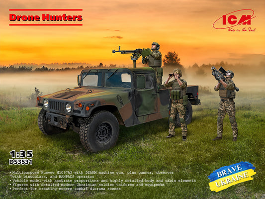ICM 1/35th scale Drone Hunters (Humvee M1097A2 Cargo Carrier, DShKM & Crew Figures)