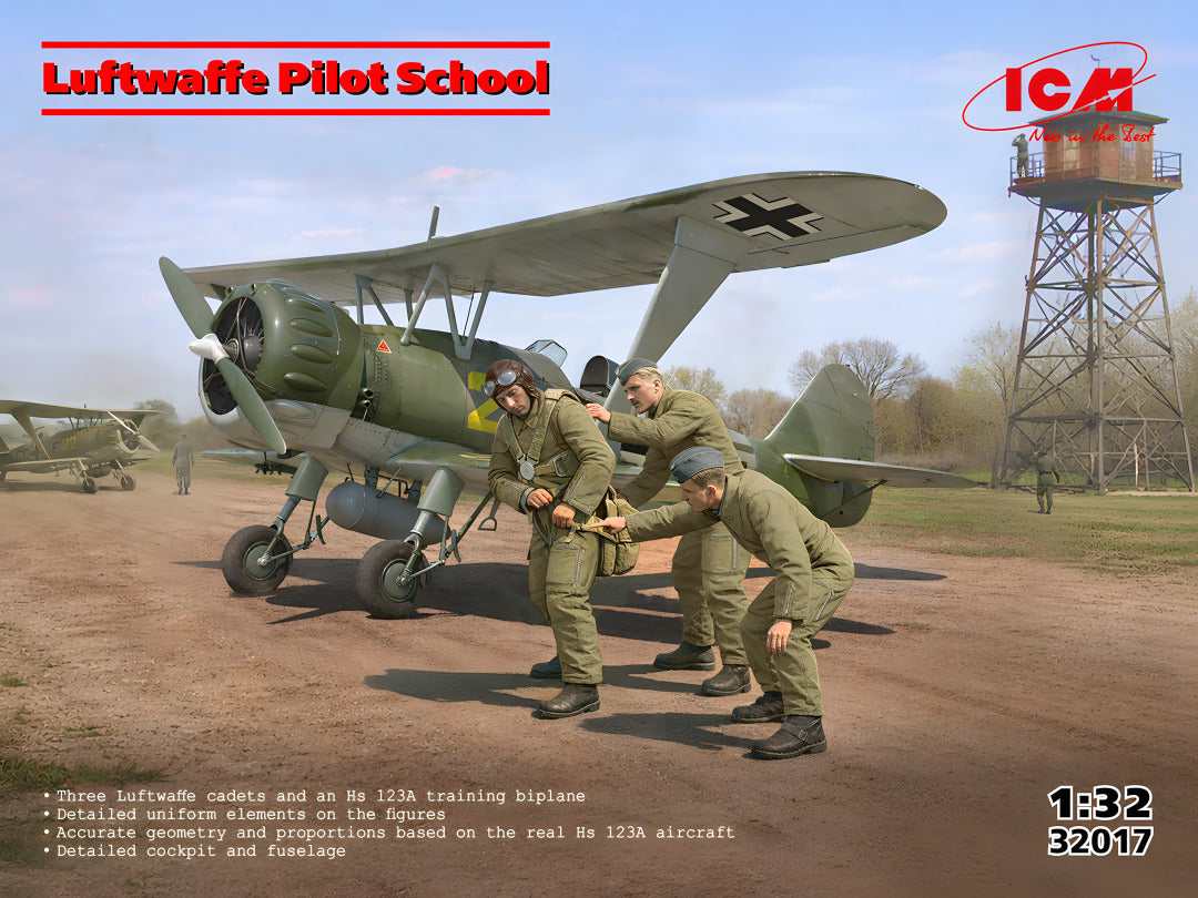 ICM 1/32nd scale Luftwaffe Pilot School - Hs 123 Training aircraft & crew