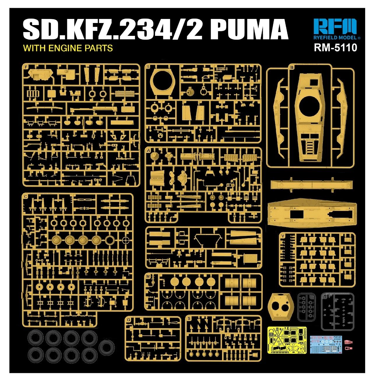 Ryefield Model 1/35th scale Sd.kfz. 234/2 Puma (with engine)