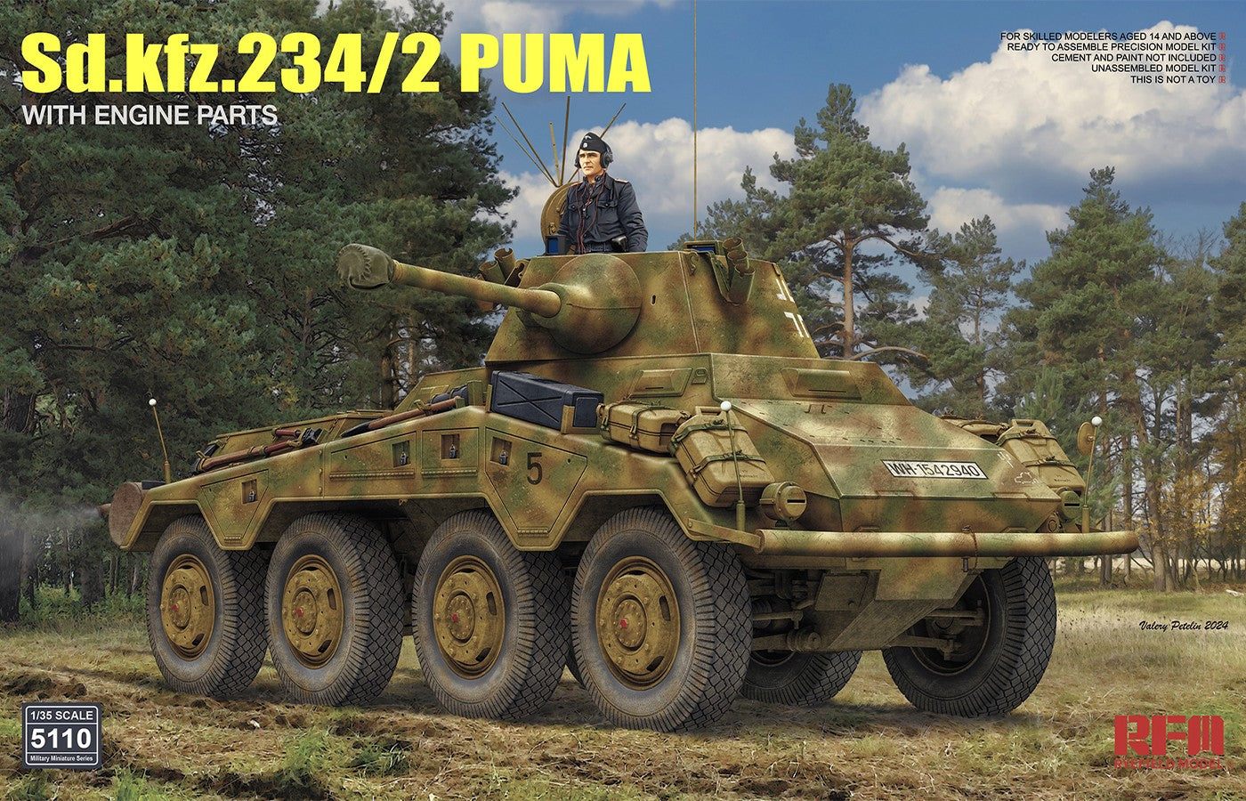 Ryefield Model 1/35th scale Sd.kfz. 234/2 Puma (with engine)