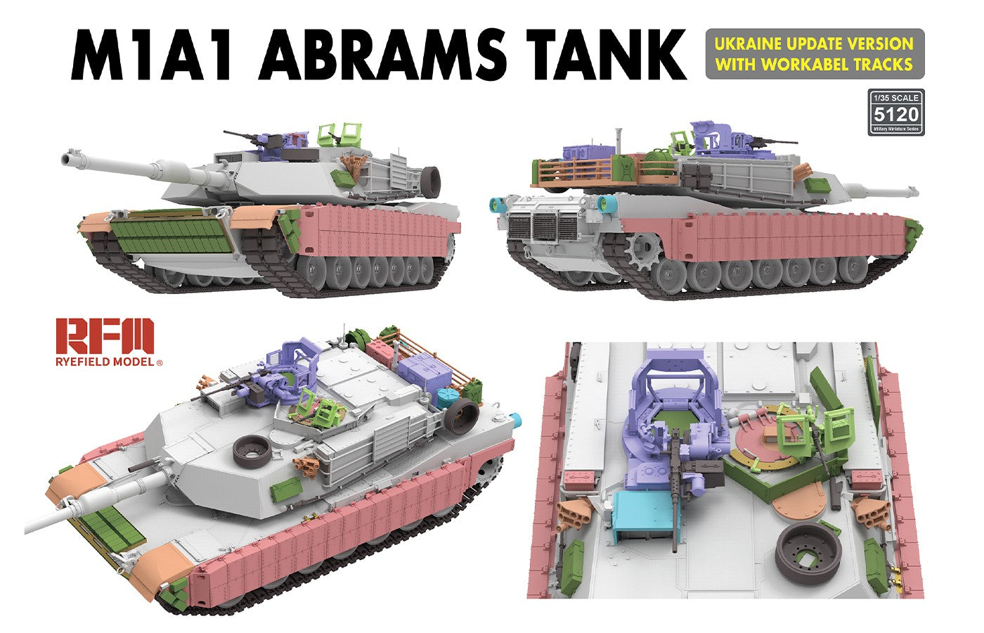 Ryefield Model 1/35th scale M1A1 Abrams Tank Ukraine Update Version