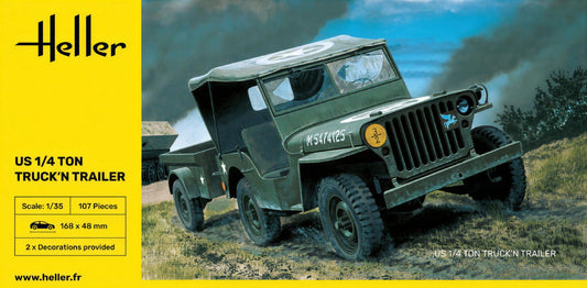 Heller 1/35th scale - US Army 1/4 ton Truck & Trailer