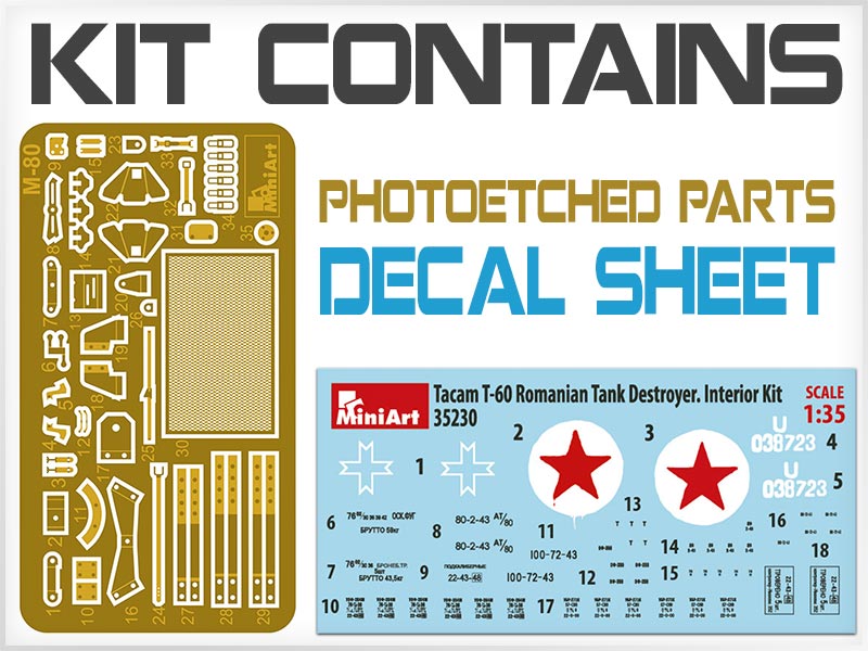 Miniart 1/35th scale TACAM T-60 Romanian Tank Destroyer - Full interior Kit