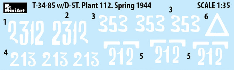 Miniart 1/35th scale T-34/85 w/D-5T Plant 112 1944