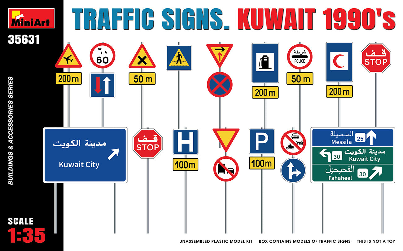 Miniart 1/35th scale Traffic Signs Kuwait 1990s