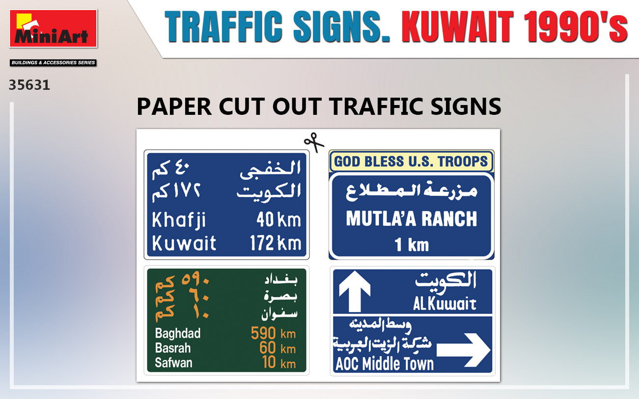 Miniart 1/35th scale Traffic Signs Kuwait 1990s