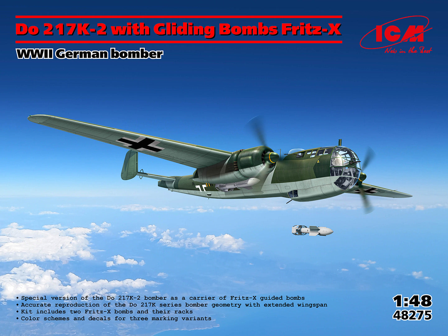 ICM 1/48th scale Dornier Do 217K-2 with Gliding bombs Fritz-X - Preorder inc.UK P&P