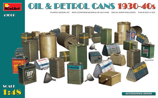 Miniart 1/48th scale Oil & Petrol Cans 1930s - 40s
