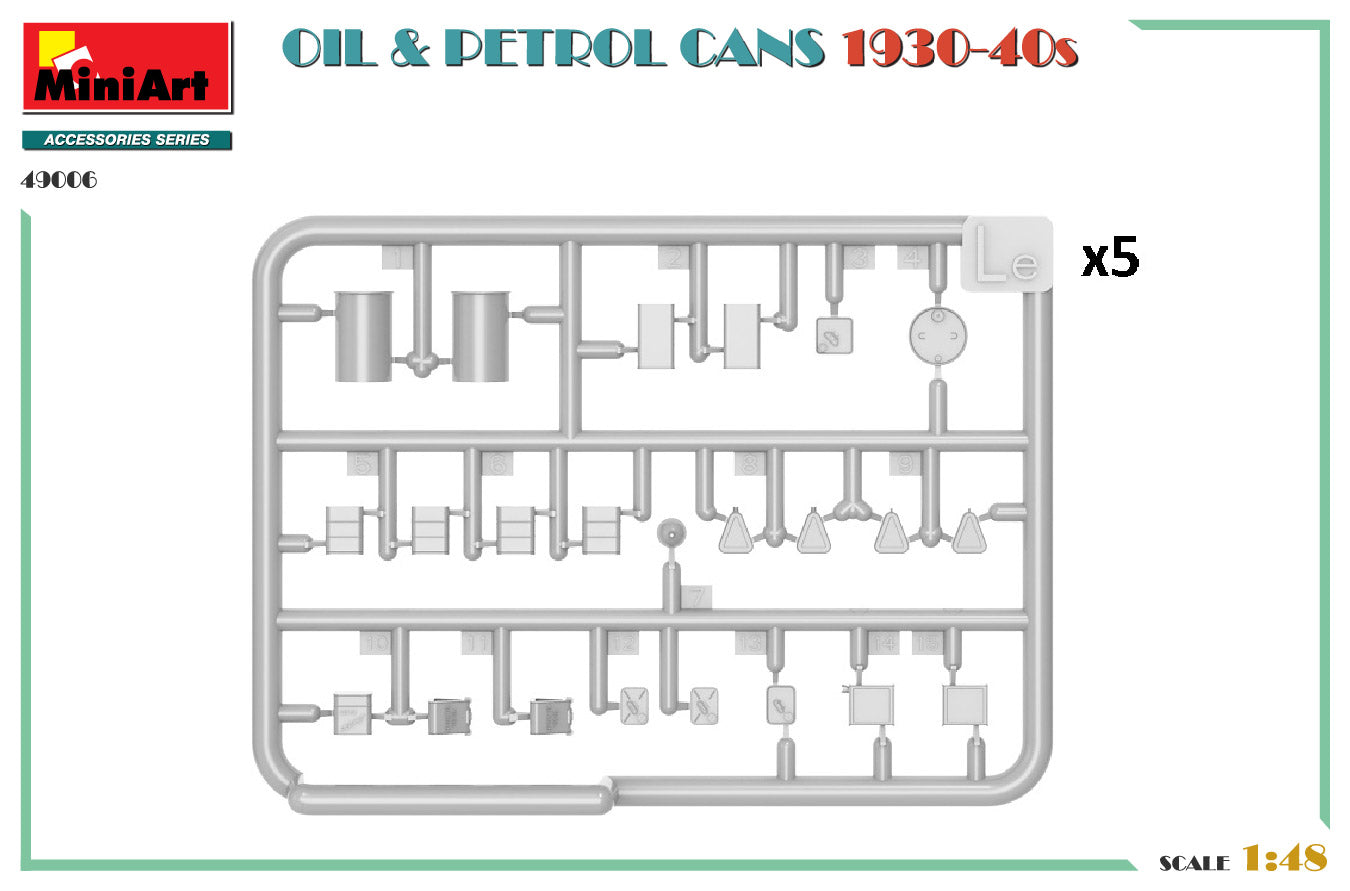 Miniart 1/48th scale Oil & Petrol Cans 1930s - 40s