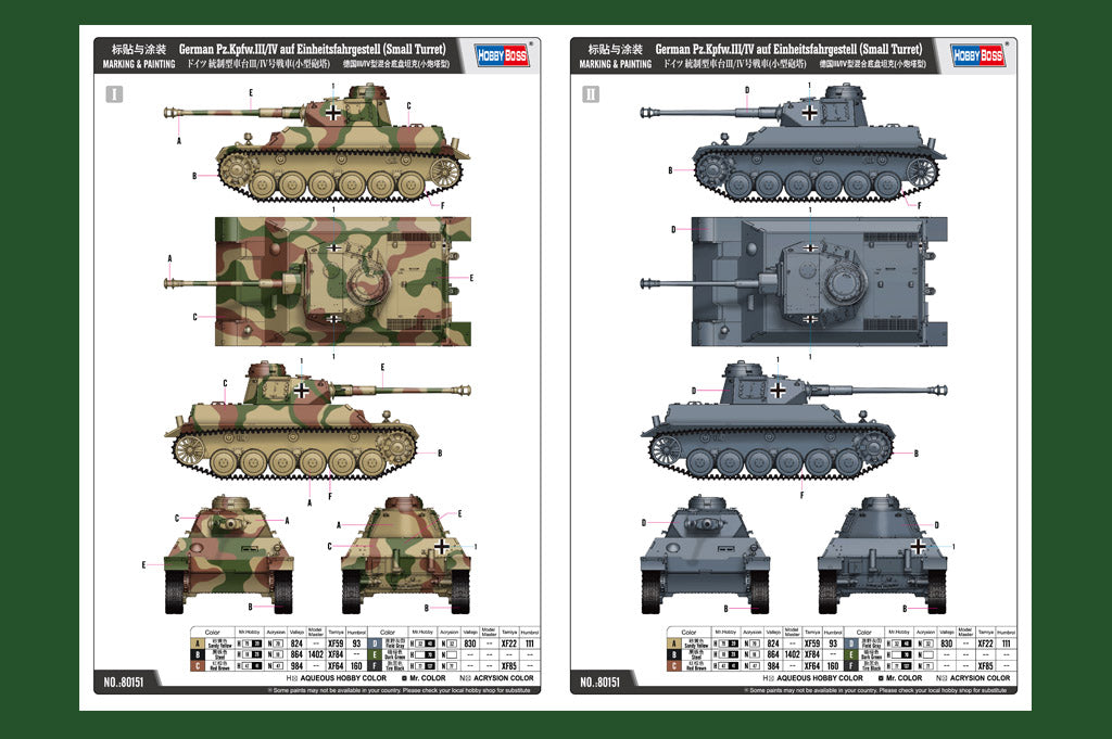 HobbyBoss 1/35th scale German Pz.Kpfw. III/IV (Small Turret)