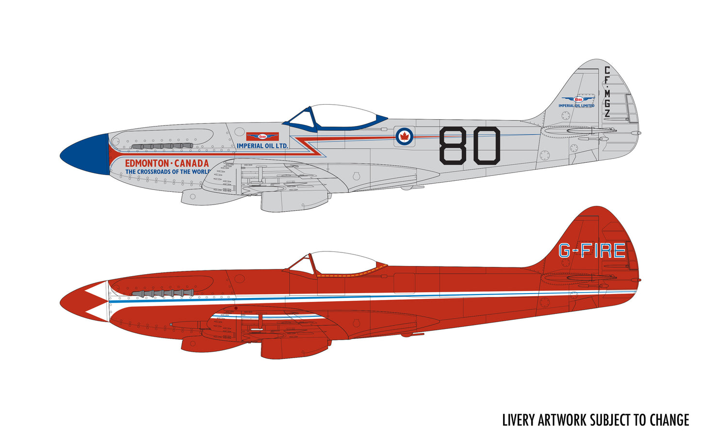Airfix 1/48th scale Supermarine Spitfire MkXIV Civilian Schemes