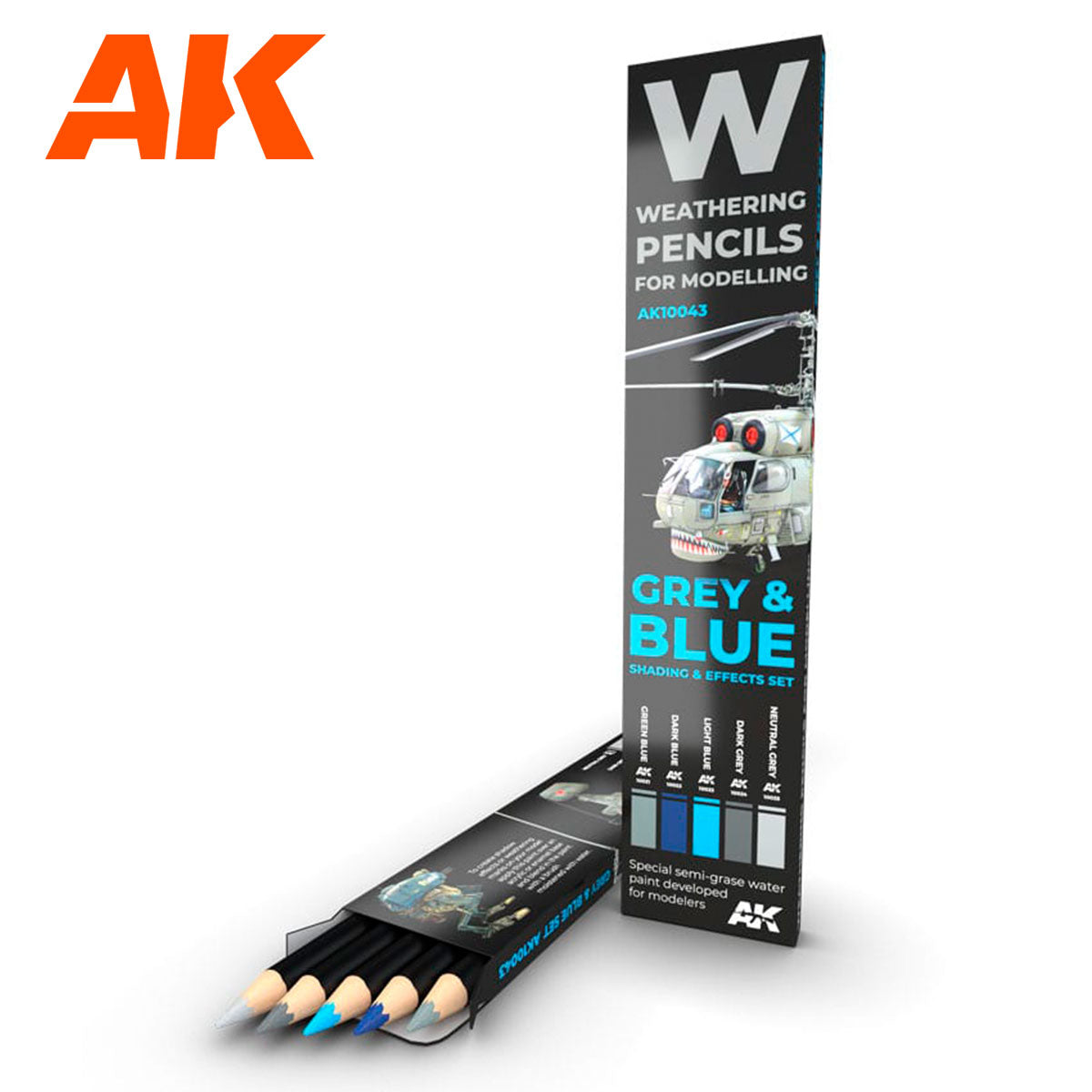 AK Interactive Weathering Pencils Set - Grey & Blue Camo Shading & Effects